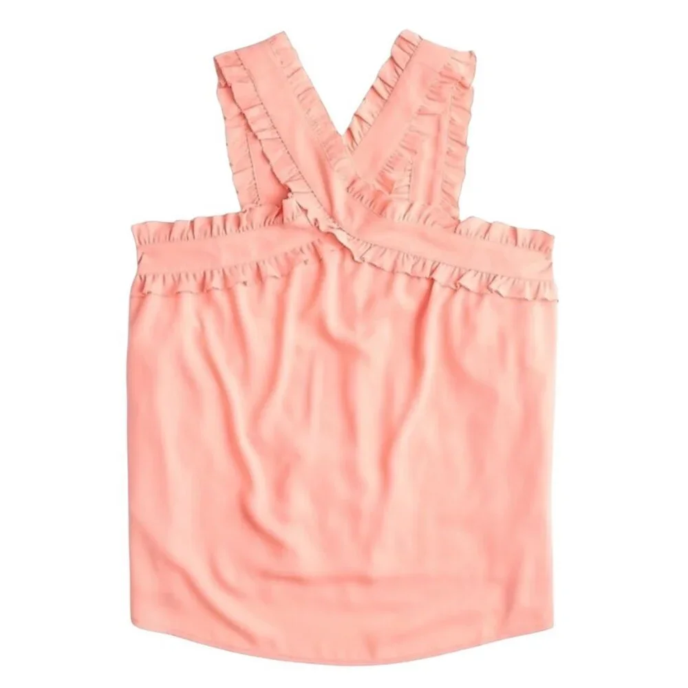 J. Crew Drapey Wrap Front Top Size 12 Coral Sleeveless Sleeveless Dressy Halter